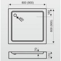 Brodzik kwadratowy GRANDO PLUS/K (80x80x17cm)