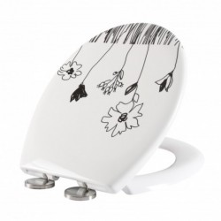 Deska sedesowa Simple biała z wzorem kwiatowym